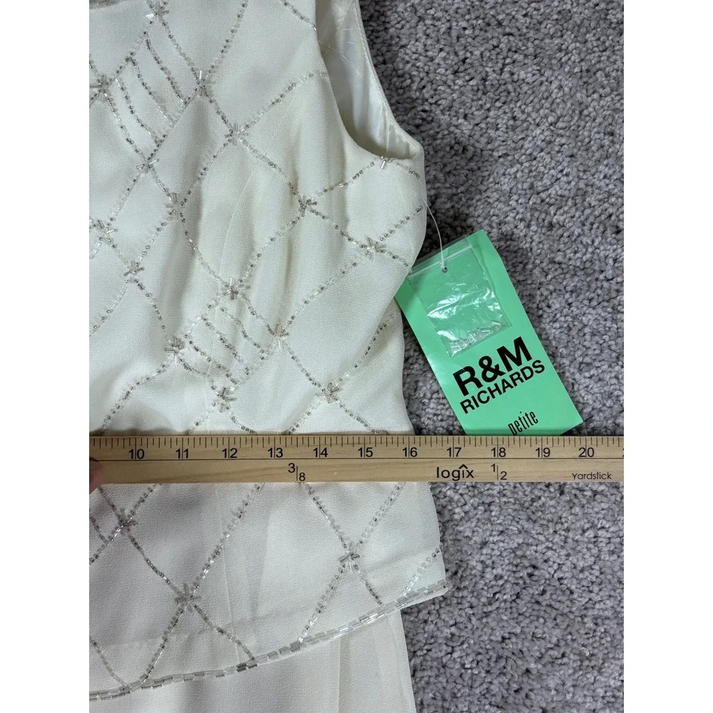 R&M Richards Petite Sleeveless Beaded Formal Dress Ivory Size‎ 8P - READ